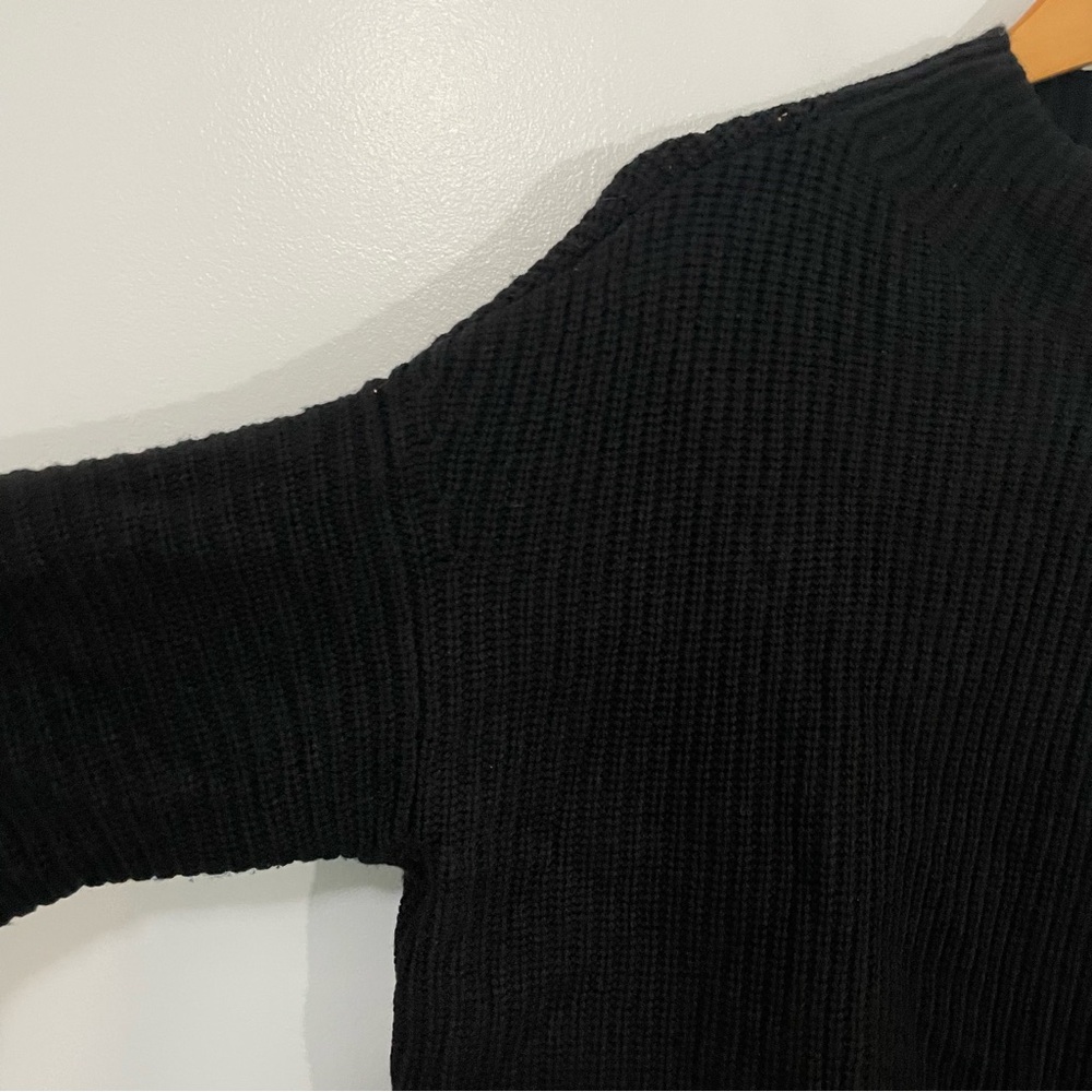 Athleta Black Merino Wool Cashmere Cowl Neck Split Front Sweater Oversized M - Picture 8 of 16